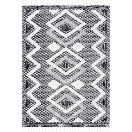 Safavieh 8 x 10 ft. Moroccan Tassel Shag Bohemian Rectangle Power Loomed Rug Ivory & Black MTS452A-8
